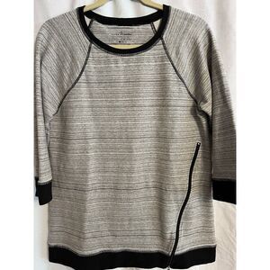 Neon Buddha sweatshirt gray w/ black trim zipper detail crew‎ neck size small